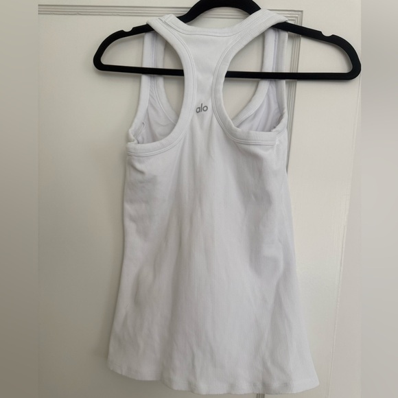 ALO Yoga White Ribbed Racerback Tank Top - Picture 3 of 4